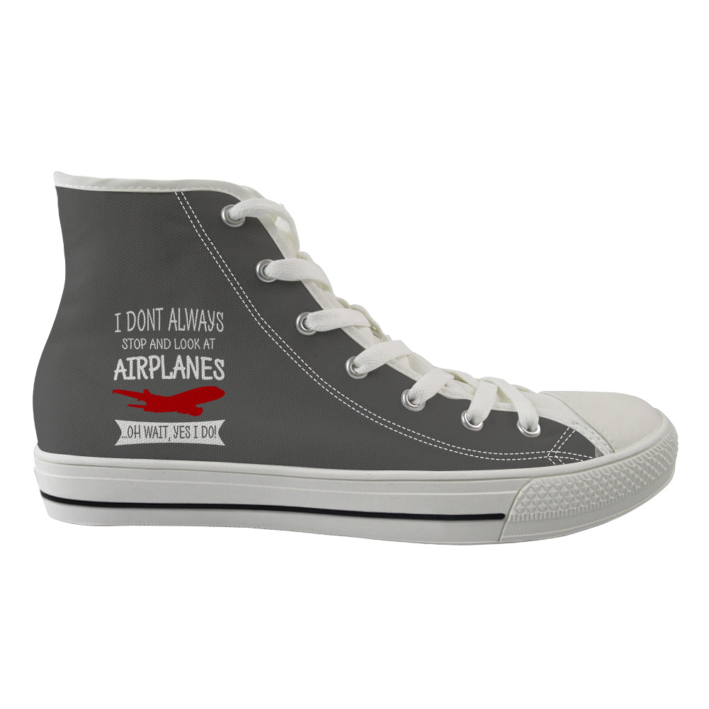 I Don't Always Stop and Look at Airplanes Designed Long Canvas Shoes (Men)