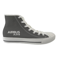 Thumbnail for Airbus A319 & Text Designed Long Canvas Shoes (Women)