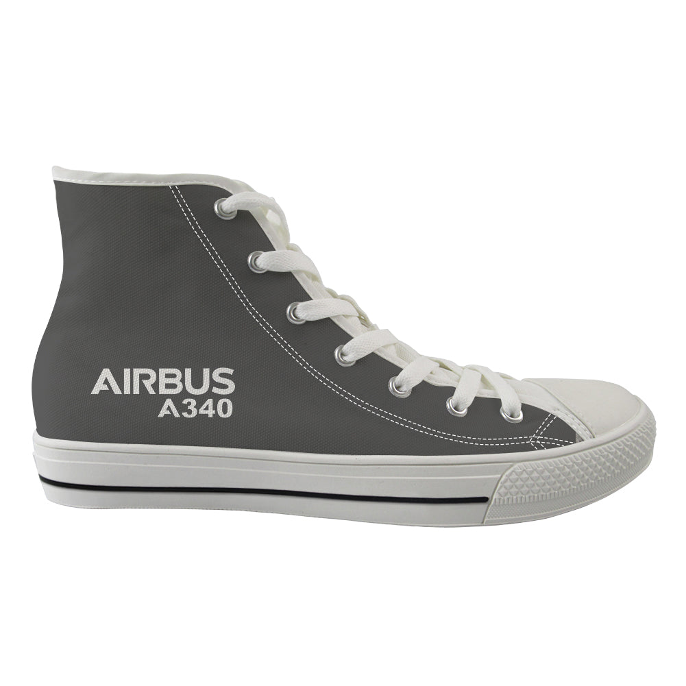 Airbus A340 & Text Designed Long Canvas Shoes (Men)