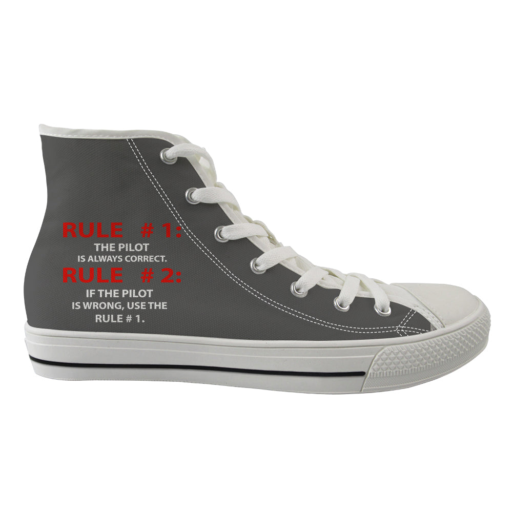 Rule 1 - Pilot is Always Correct Designed Long Canvas Shoes (Women)