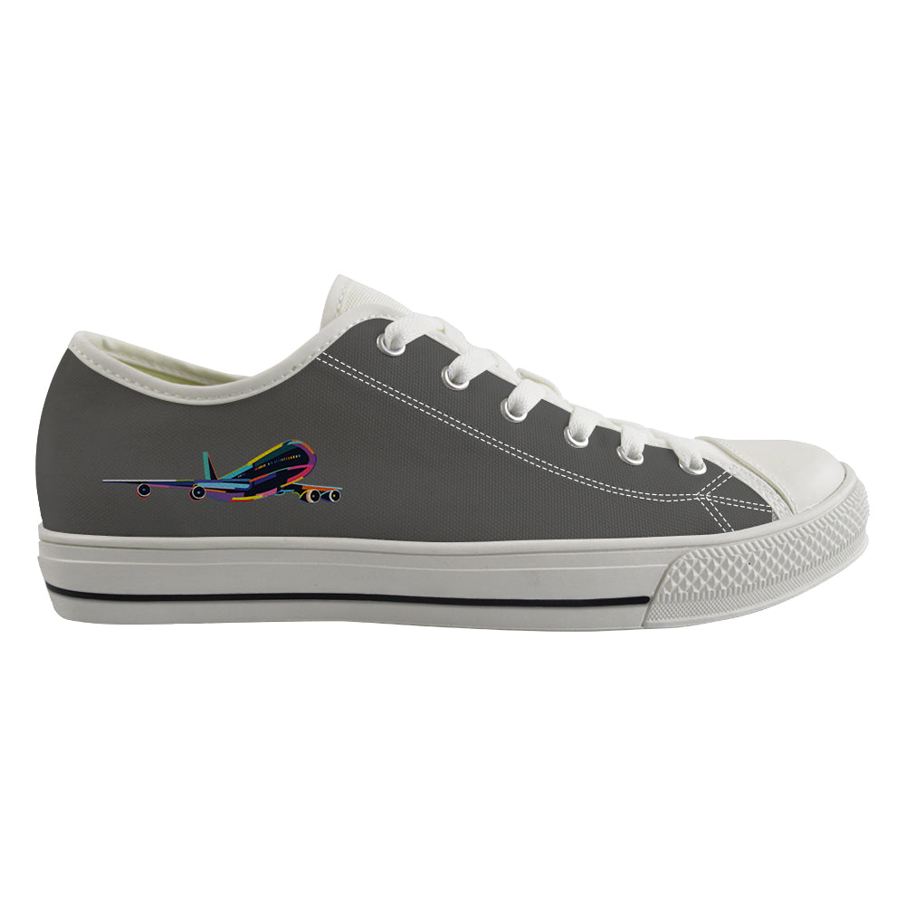 Multicolor Airplane Designed Canvas Shoes (Men)