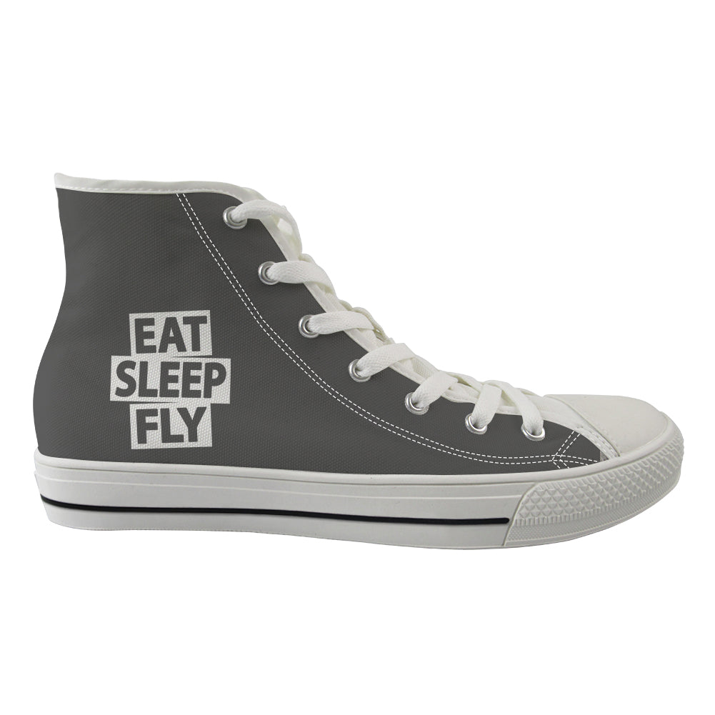 Eat Sleep Fly Designed Long Canvas Shoes (Men)