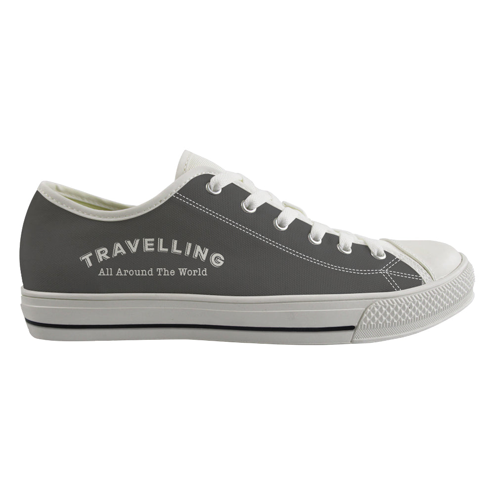 Travelling All Around The World Designed Canvas Shoes (Men)