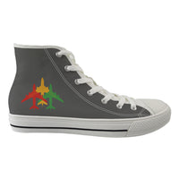 Thumbnail for Colourful 3 Airplanes Designed Long Canvas Shoes (Women)