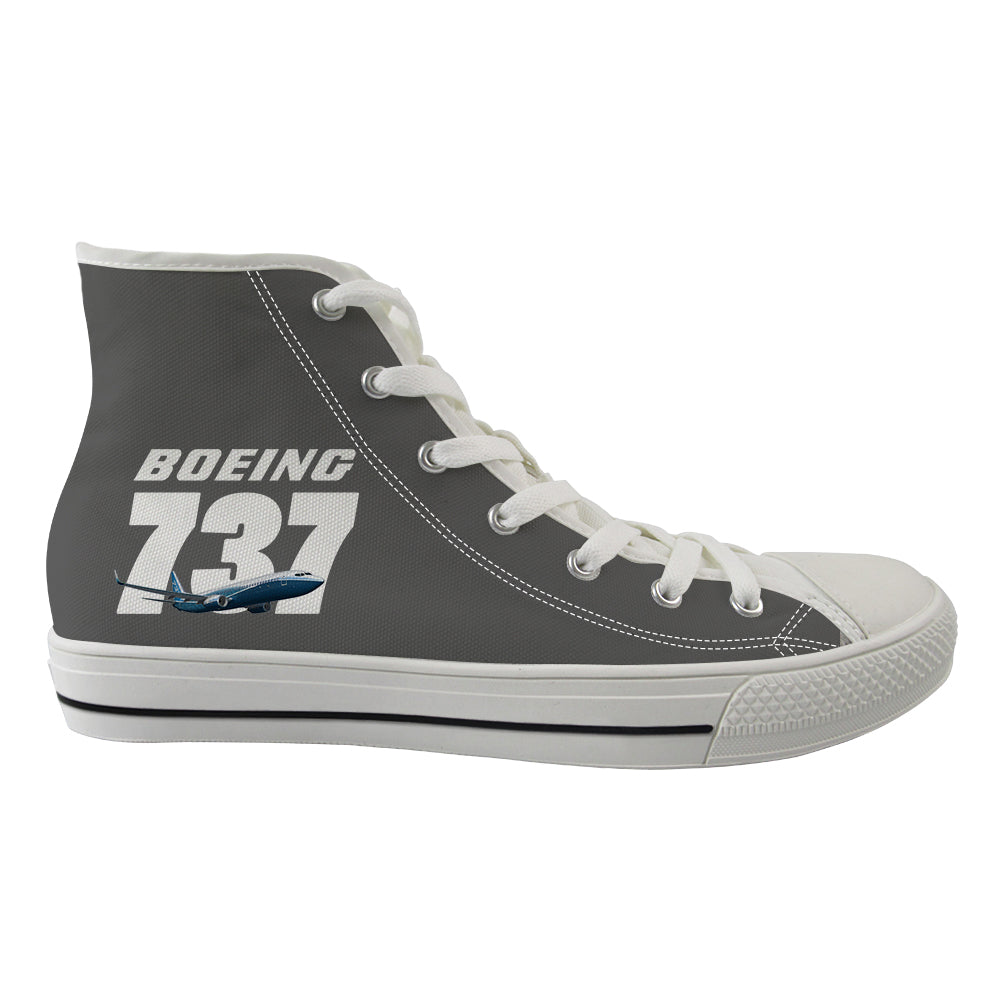 Super Boeing 737+Text Designed Long Canvas Shoes (Women)