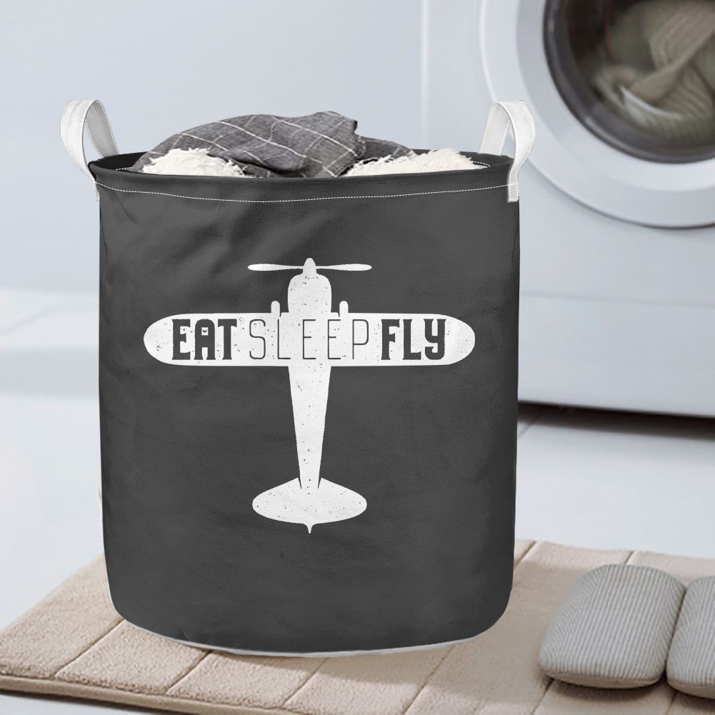 Eat Sleep Fly & Propeller Designed Laundry Baskets