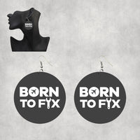 Thumbnail for Born To Fix Airplanes Designed Wooden Drop Earrings