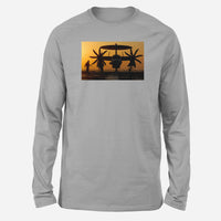 Thumbnail for Military Plane at Sunset Designed Long-Sleeve T-Shirts