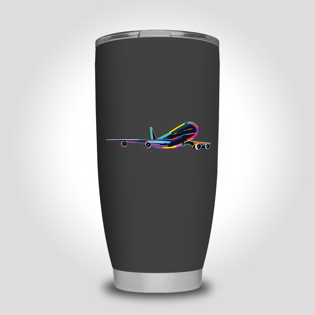 Multicolor Airplane Designed Tumbler Travel Mugs