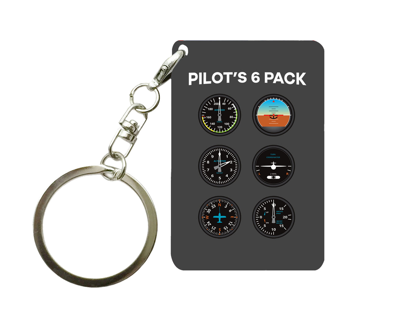 Pilot's 6 Pack Designed Key Chains