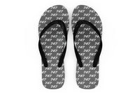 Thumbnail for 747 Flat Text Designed Slippers (Flip Flops)