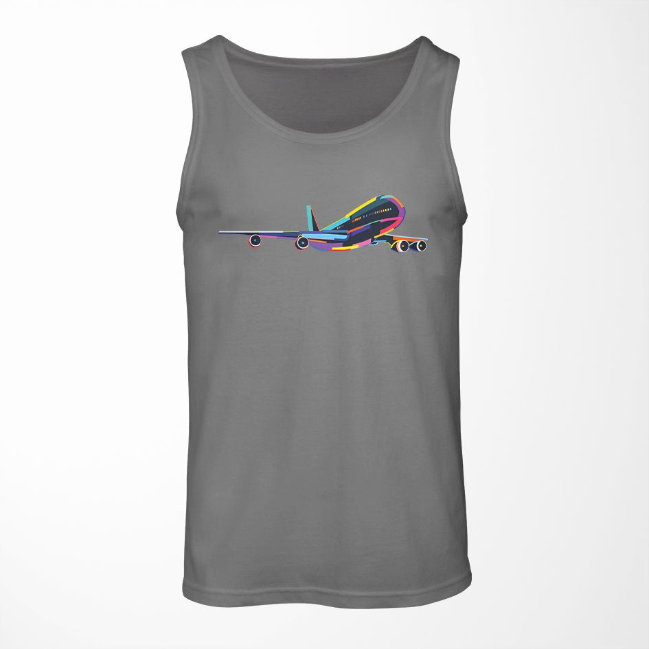 Multicolor Airplane Designed Tank Tops