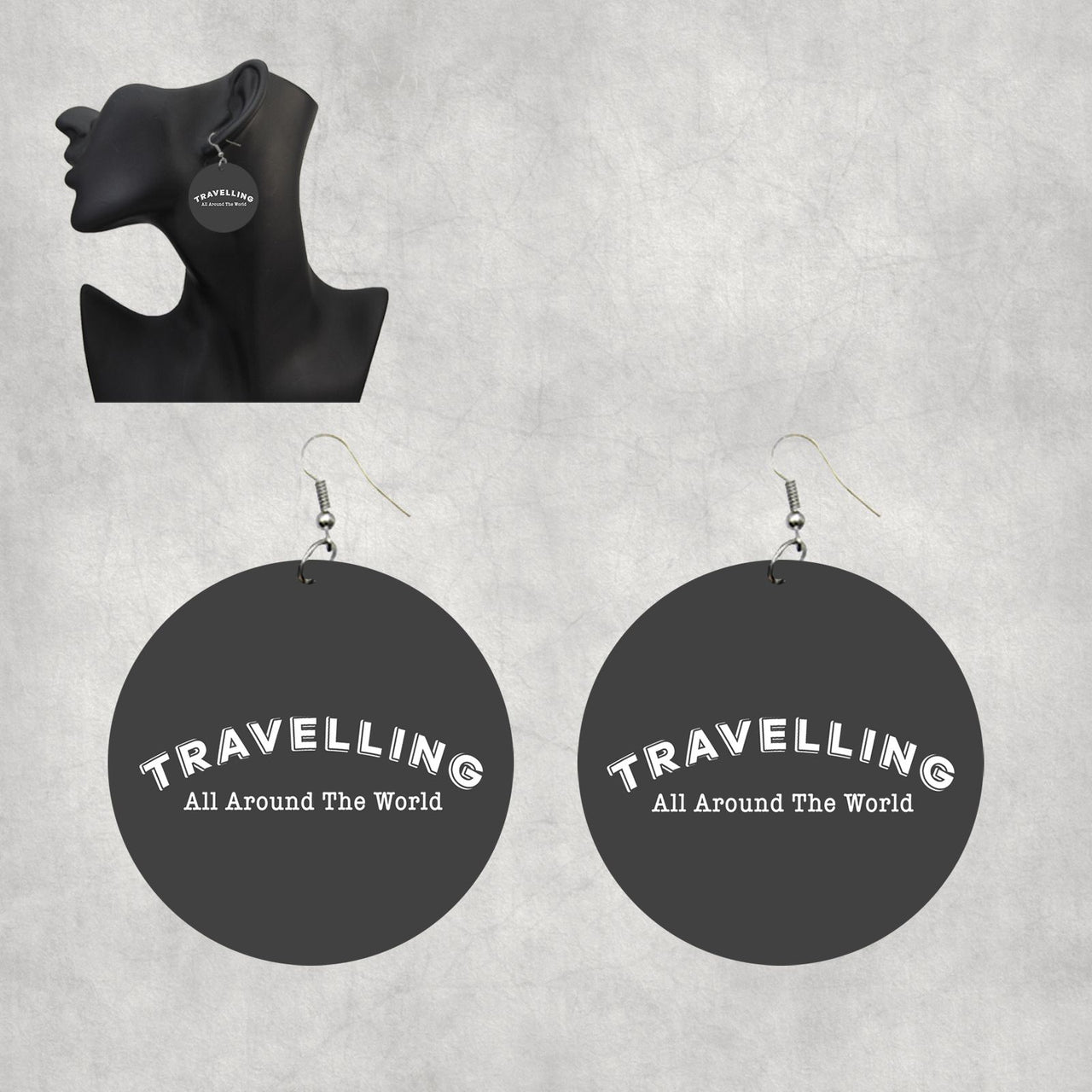 Travelling All Around The World Designed Wooden Drop Earrings
