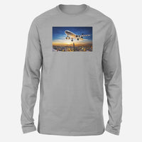 Thumbnail for Super Aircraft over City at Sunset Designed Long-Sleeve T-Shirts