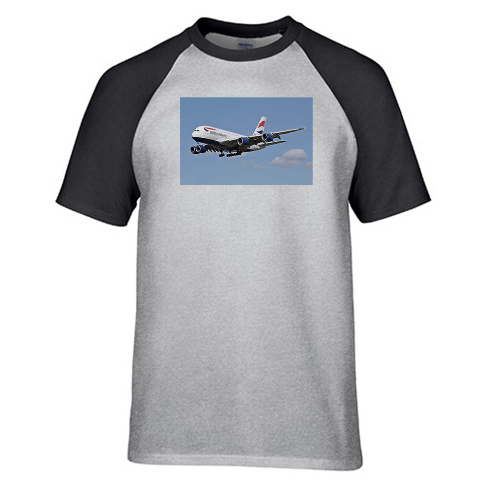 Landing British Airways A380 Designed Raglan T-Shirts