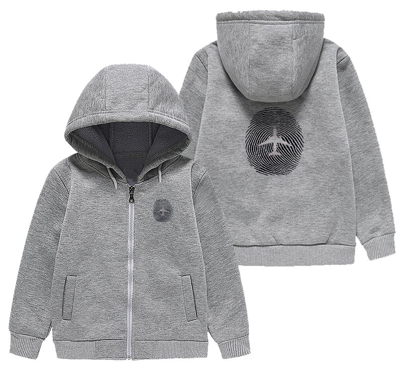 Aviation Finger Print Designed "CHILDREN" Zipped Hoodies