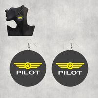 Thumbnail for Pilot & Badge Designed Wooden Drop Earrings