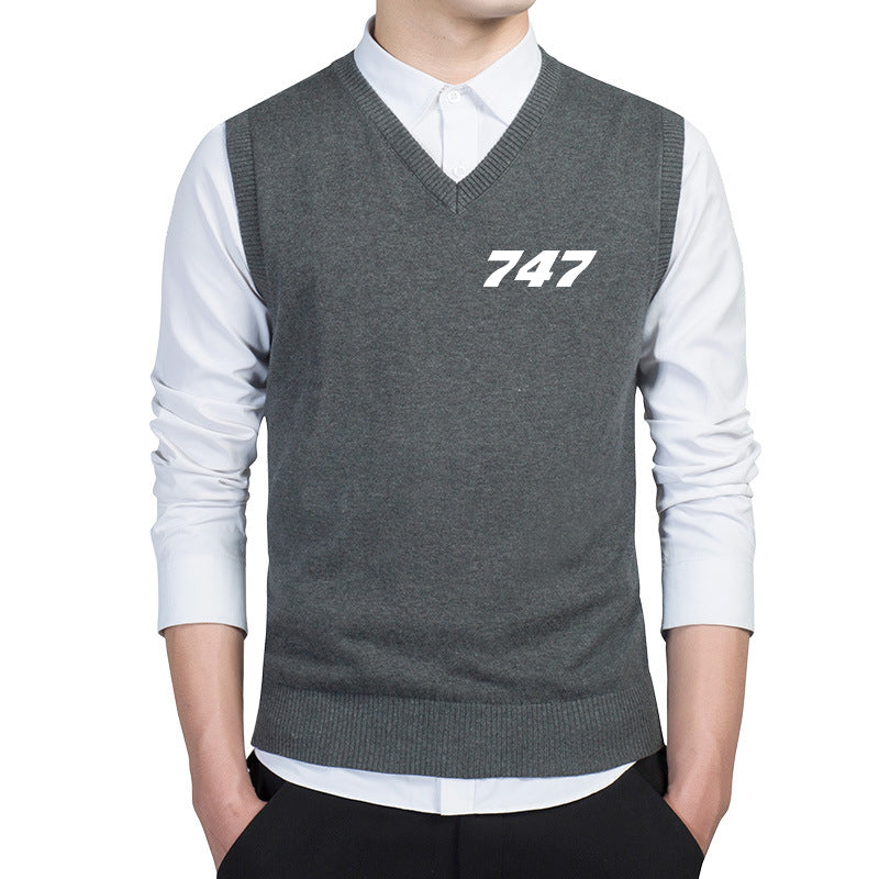 747 Flat Text Designed Sweater Vests