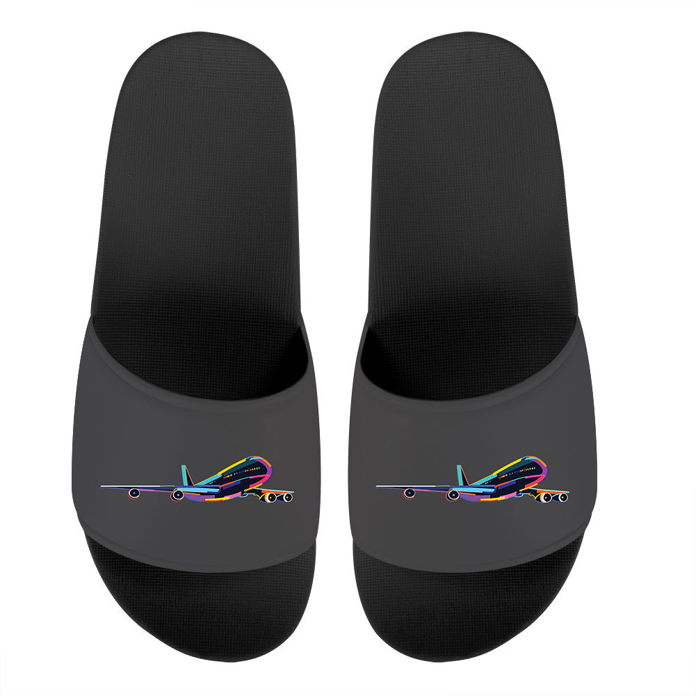 Multicolor Airplane Designed Sport Slippers