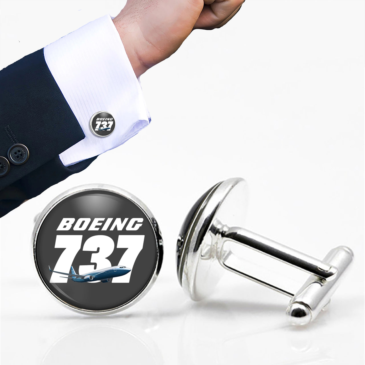 Super Boeing 737+Text Designed Cuff Links