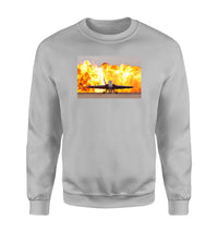Thumbnail for Face to Face with Air Force Jet & Flames Designed Sweatshirts