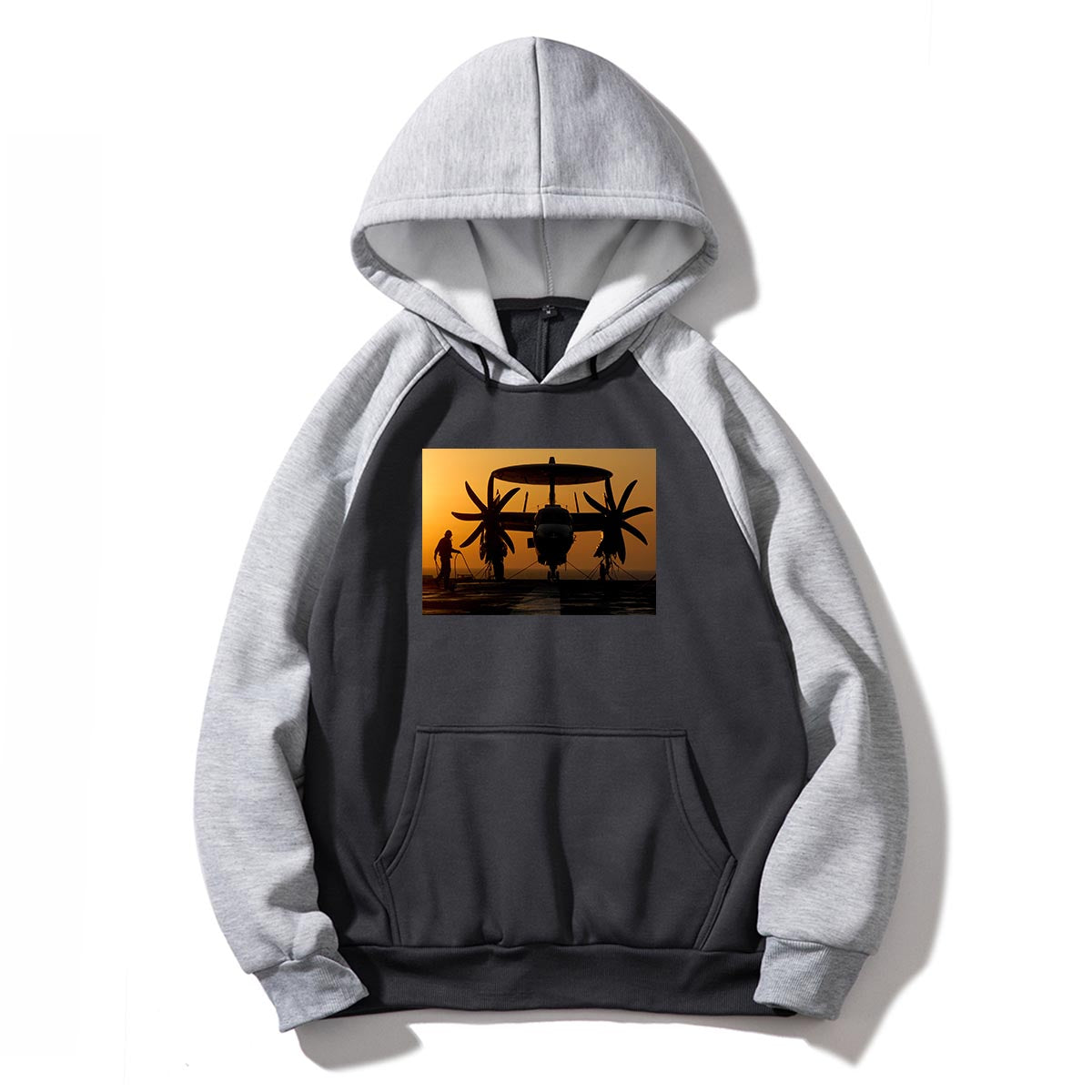 Military Plane at Sunset Designed Colourful Hoodies