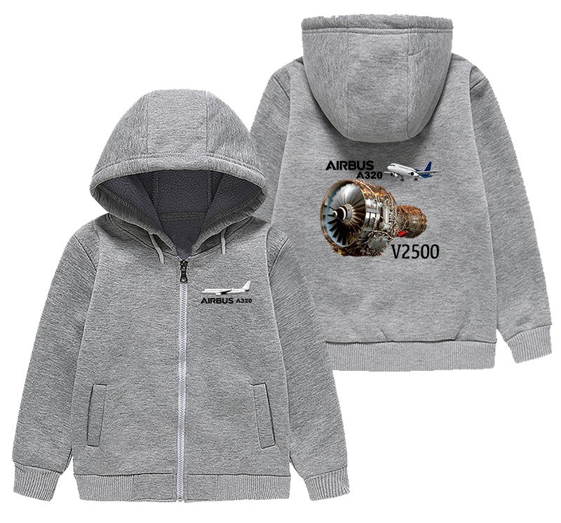 Airbus A320 & V2500 Engine Designed "CHILDREN" Zipped Hoodies