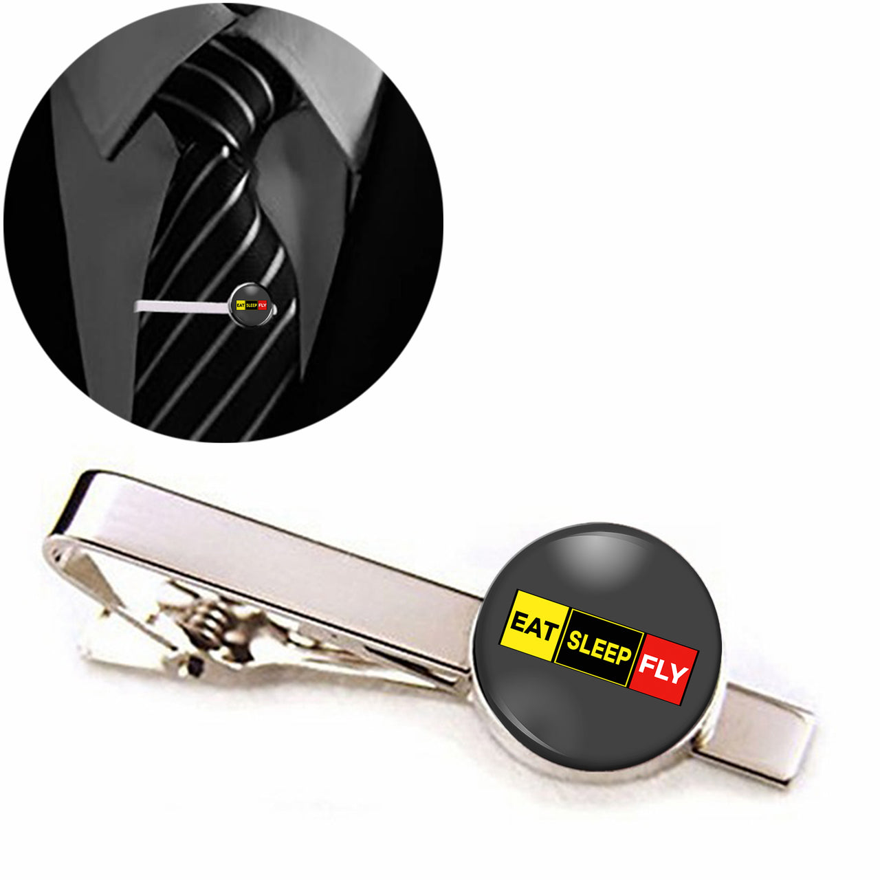 Eat Sleep Fly (Colourful) Designed Tie Clips