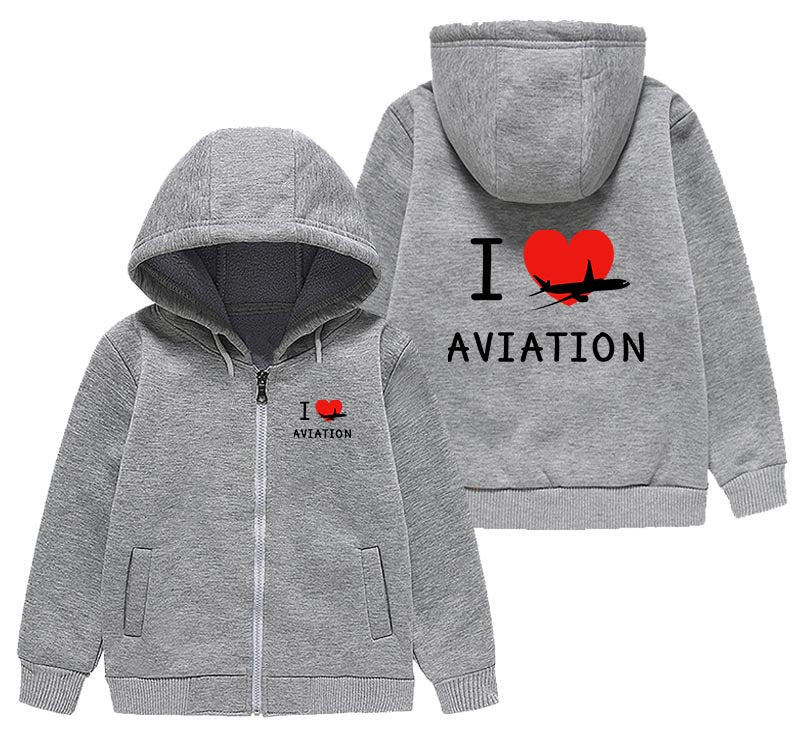 I Love Aviation Designed "CHILDREN" Zipped Hoodies