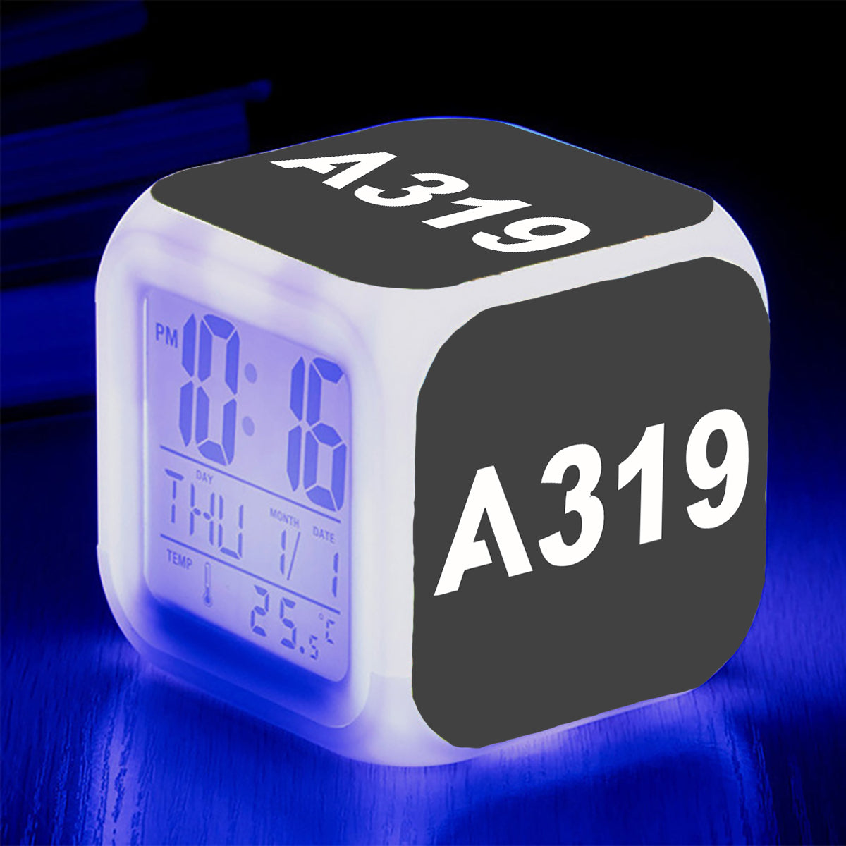 A319 Flat Text Designed "7 Colour" Digital Alarm Clock