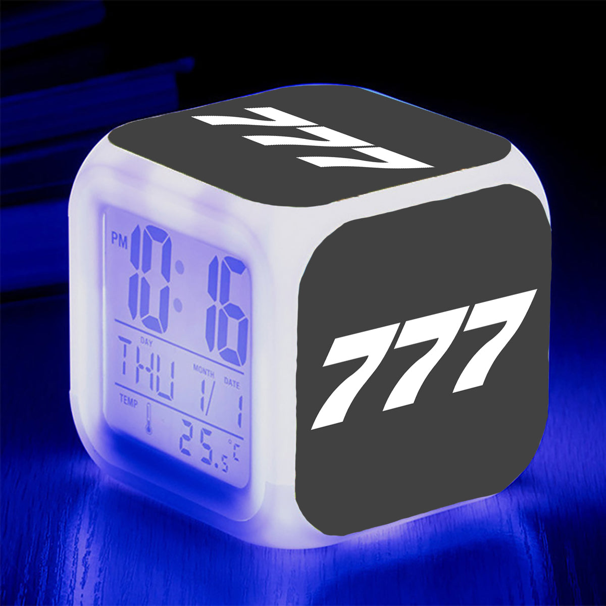 777 Flat Text Designed "7 Colour" Digital Alarm Clock