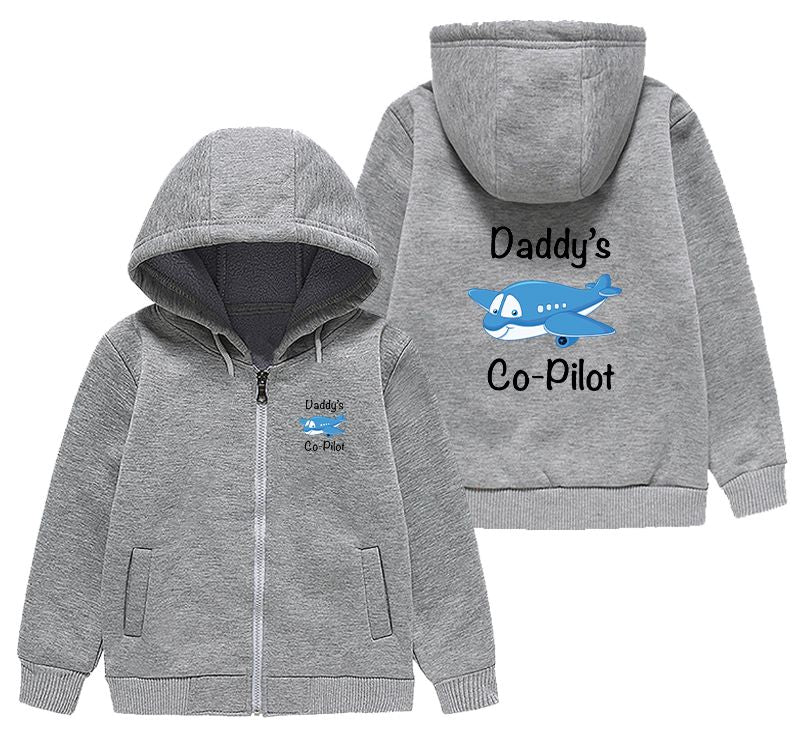 Daddy's Co-Pilot (Jet Airplane) Designed "CHILDREN" Zipped Hoodies