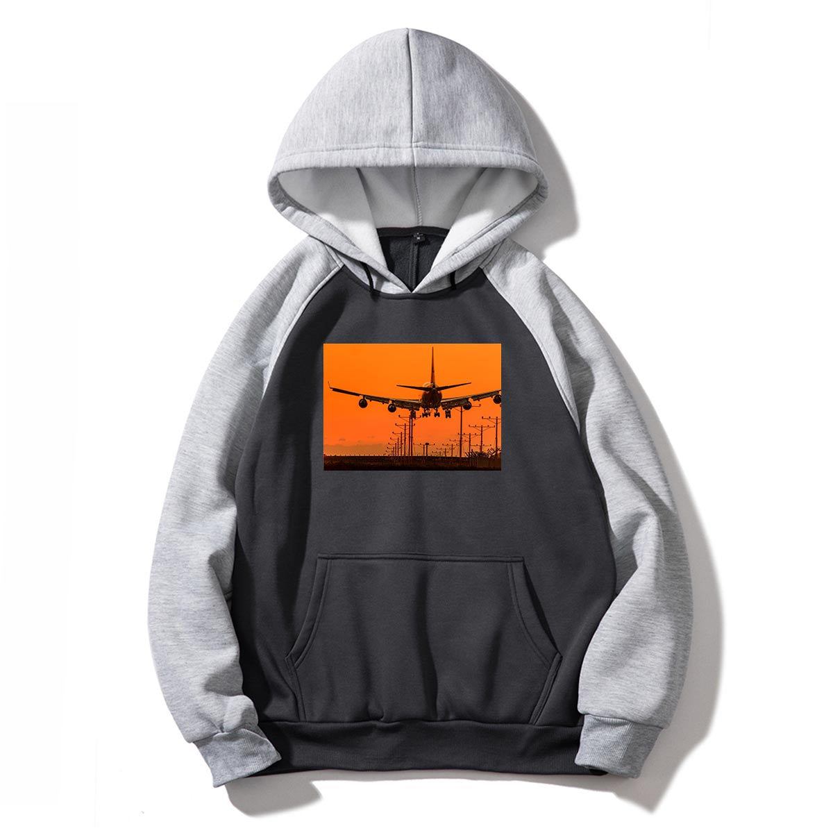 Close up to Boeing 747 Landing at Sunset Designed Colourful Hoodies