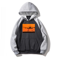 Thumbnail for Close up to Boeing 747 Landing at Sunset Designed Colourful Hoodies