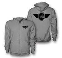 Thumbnail for Born To Fly & Badge Designed Zipped Hoodies