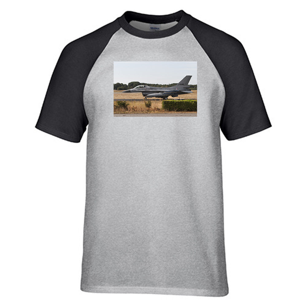 Fighting Falcon F16 From Side Designed Raglan T-Shirts