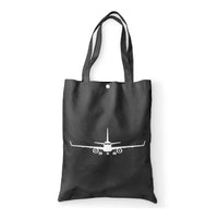 Thumbnail for Embraer E-190 Silhouette Plane Designed Tote Bags