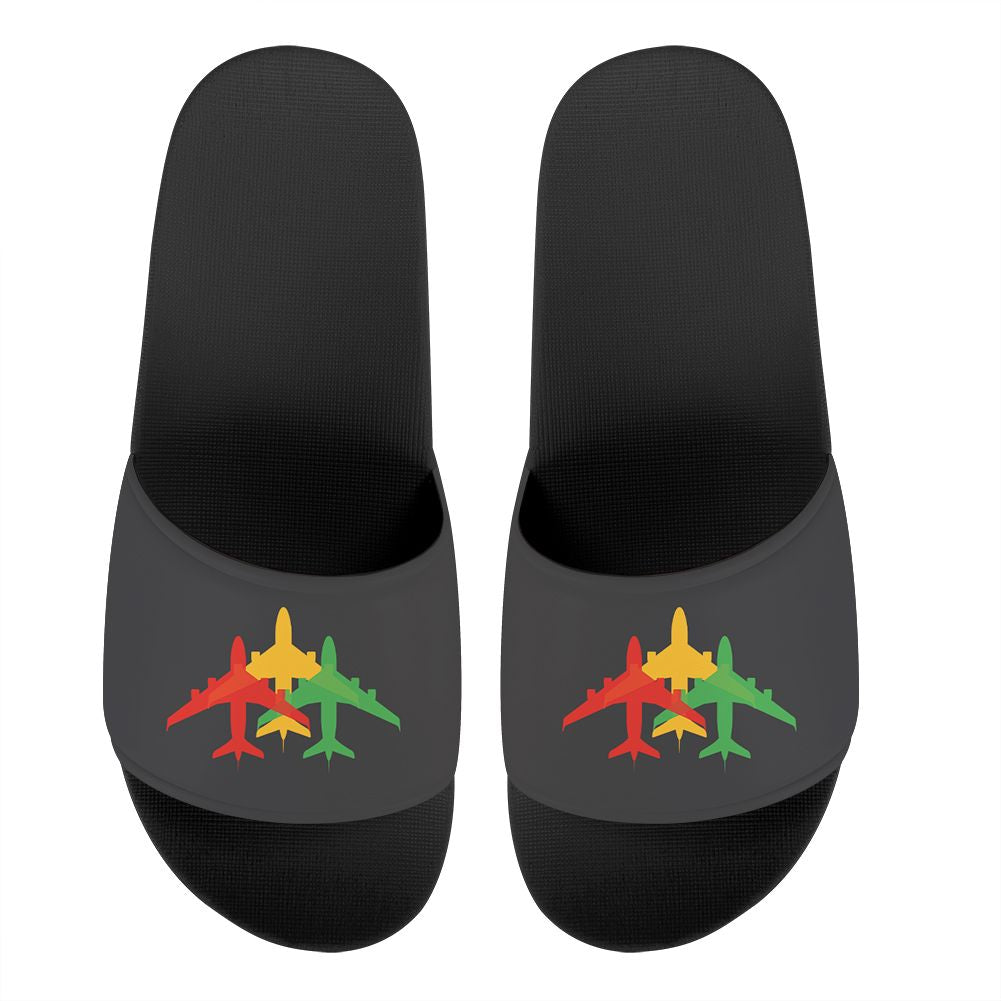 Colourful 3 Airplanes Designed Sport Slippers