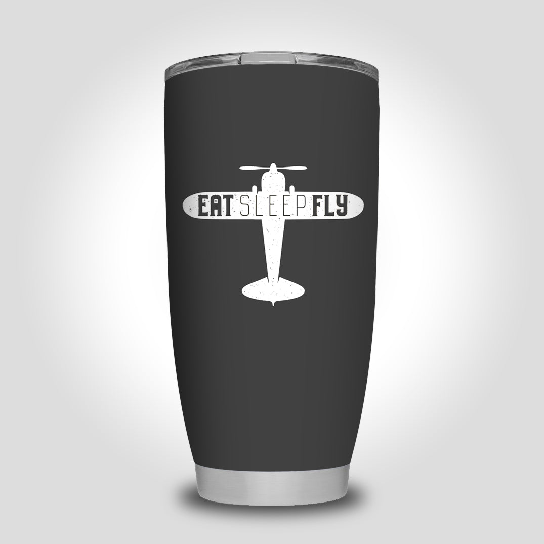 Eat Sleep Fly & Propeller Designed Tumbler Travel Mugs