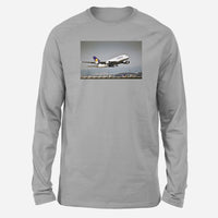 Thumbnail for Departing Lufthansa A380 Designed Long-Sleeve T-Shirts