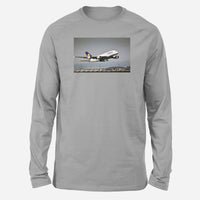 Thumbnail for Departing Lufthansa A380 Designed Long-Sleeve T-Shirts