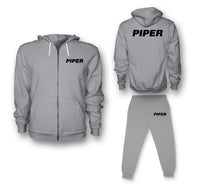 Thumbnail for Piper & Text Designed Zipped Hoodies & Sweatpants Set