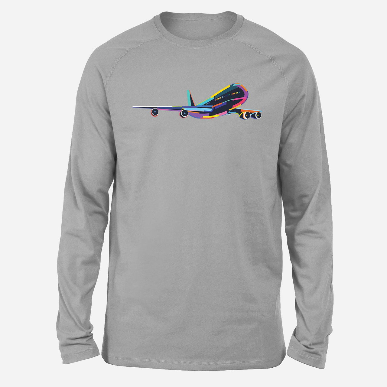 Multicolor Airplane Designed Long-Sleeve T-Shirts