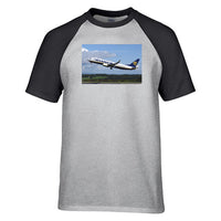 Thumbnail for Departing Ryanair's Boeing 737 Designed Raglan T-Shirts