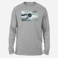 Thumbnail for Super Cool Airliner Jet Engine Designed Long-Sleeve T-Shirts