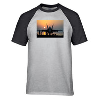Thumbnail for Military Jet During Sunset Designed Raglan T-Shirts