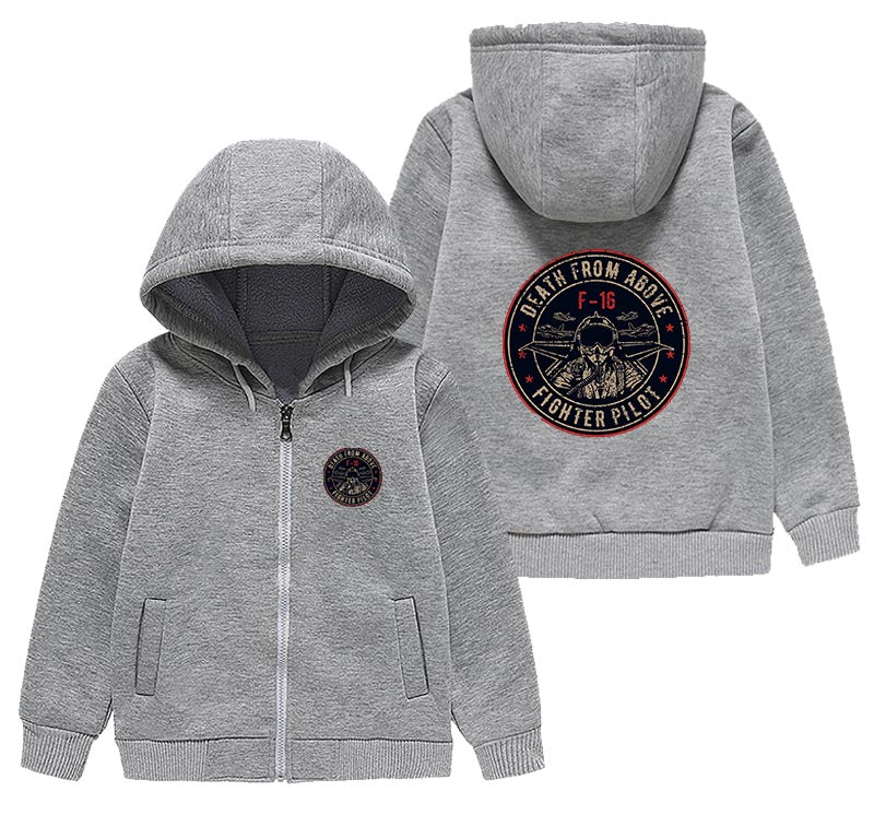 Fighting Falcon F16 - Death From Above Designed "CHILDREN" Zipped Hoodies