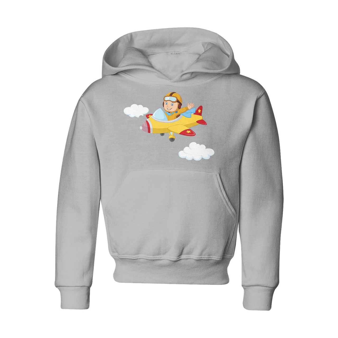 Cartoon Little Boy Operating Plane Designed "CHILDREN" Hoodies