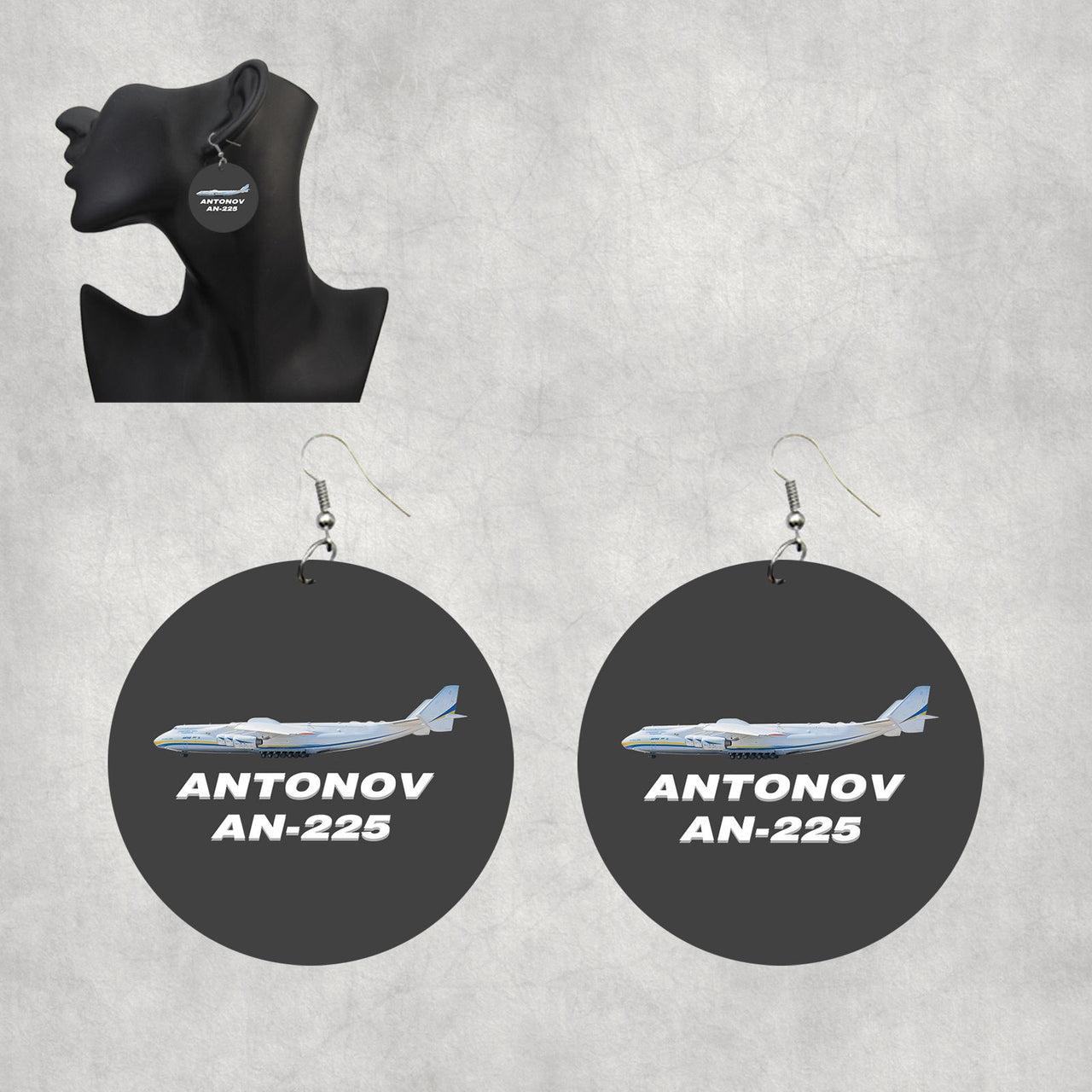 The Antonov AN-225 Designed Wooden Drop Earrings