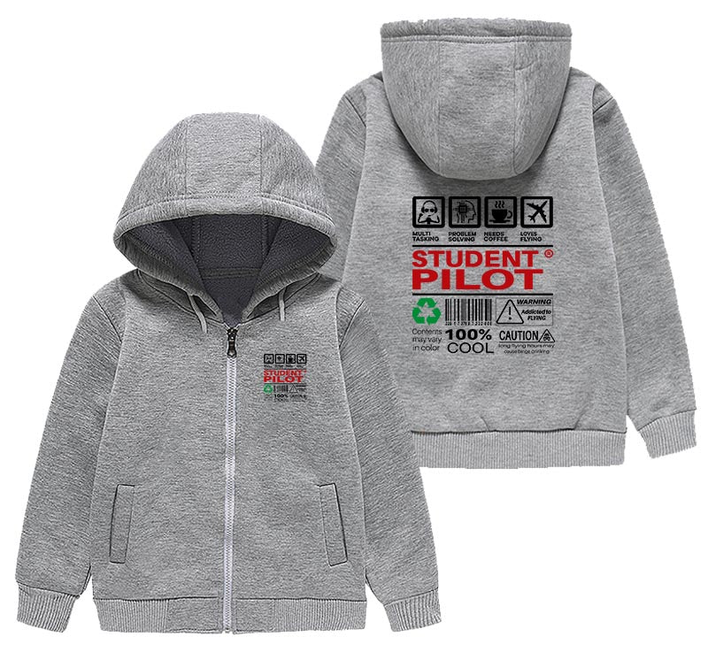 Student Pilot Label Designed "CHILDREN" Zipped Hoodies
